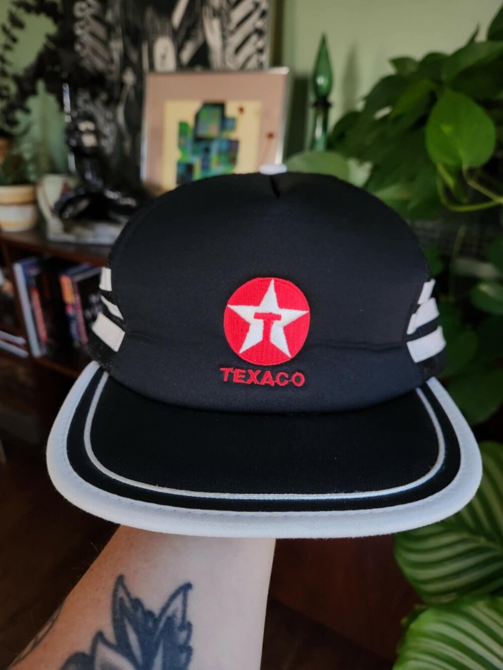 Vintage Texaco Snapback Trucker Hat with 3 Stripes on Sides